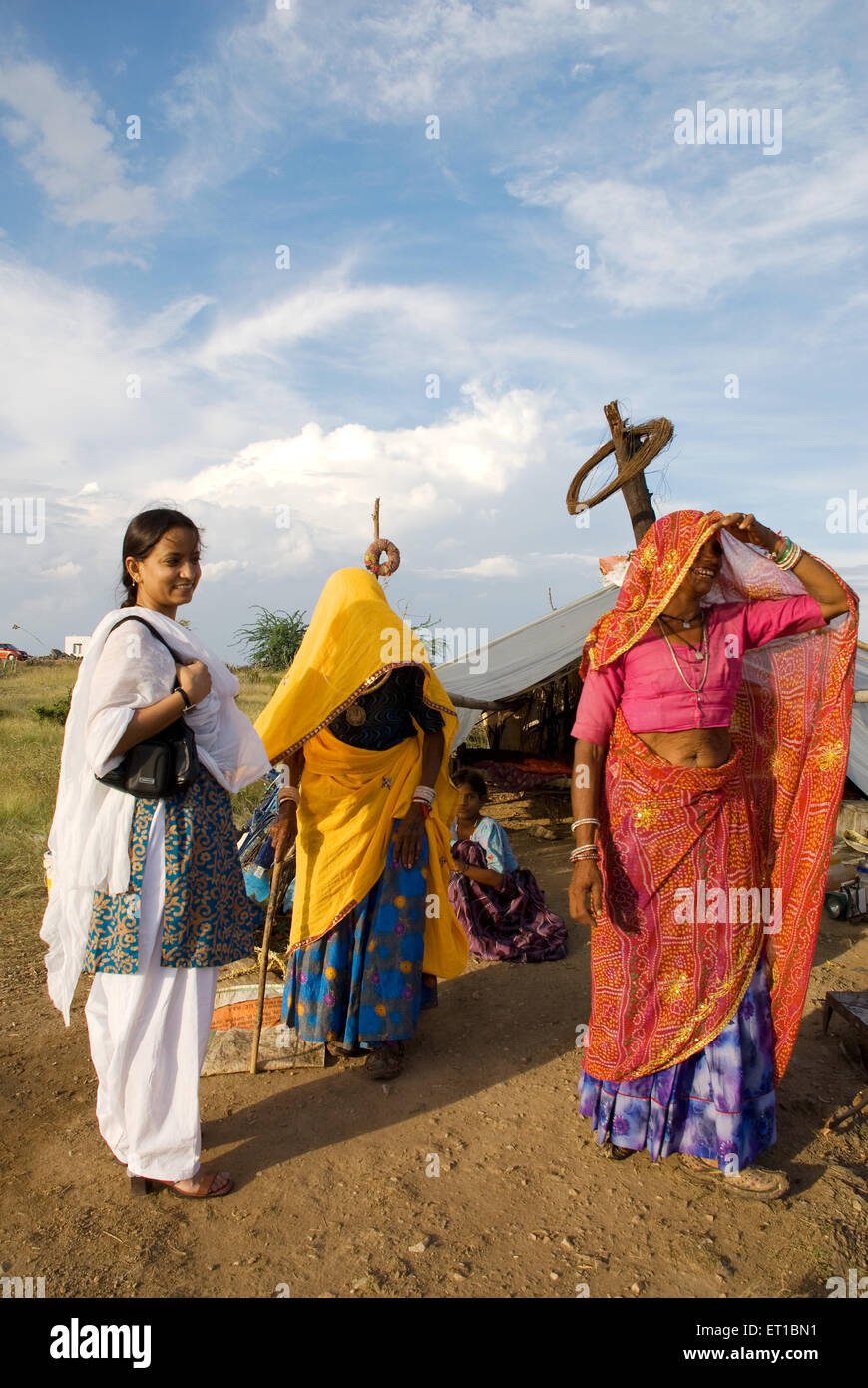 Rajasthani women rural urban ; Rajasthan ; India Stock Photo