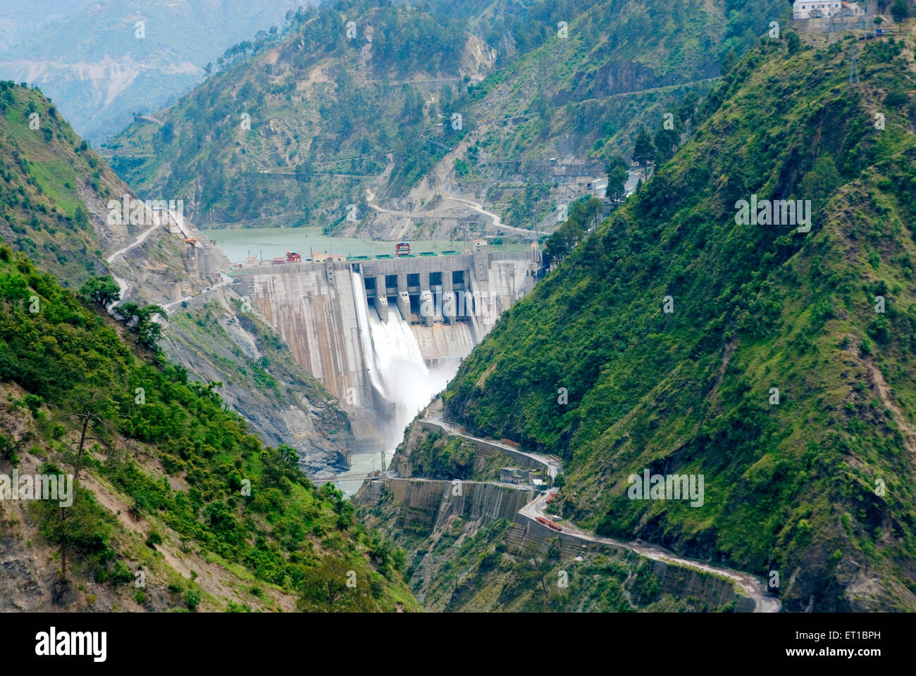 Dam under construction hill on Jammu Srinagar road Jammu & Kashmir India Asia Stock Photo
