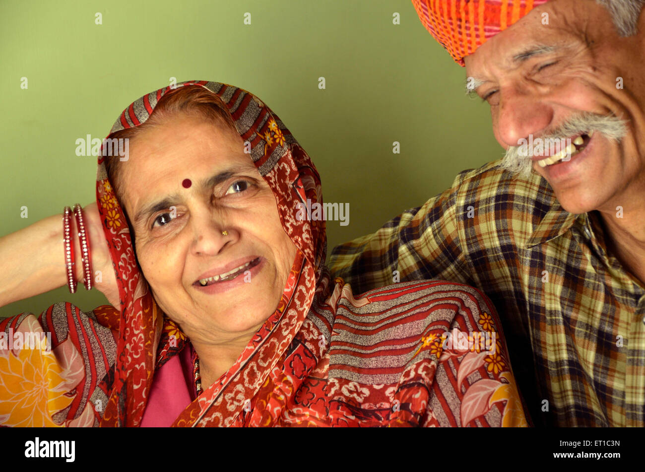 Indian old couple MR#704 Jodhpur Rajasthan India Asia Stock Photo