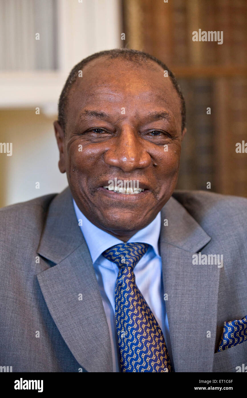 Alpha Conde, president of the Republic of Guinea in PARIS Stock Photo