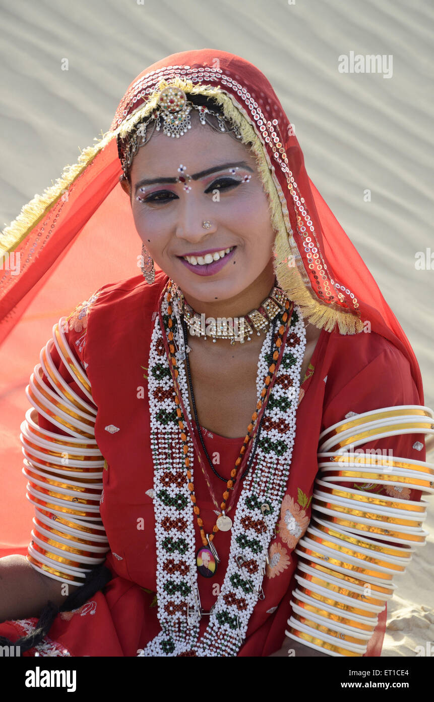 rajasthani folk dancer in Jaisalmer at Rajasthan India MR704 Stock