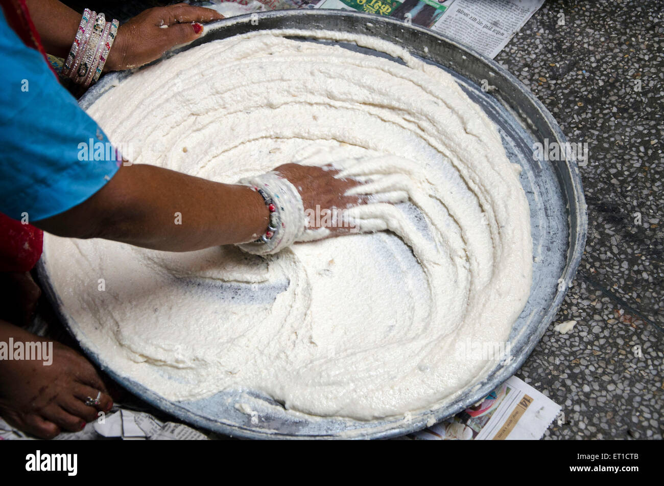woman kneading dough Jodhpur Rajasthan India Asia Stock Photo