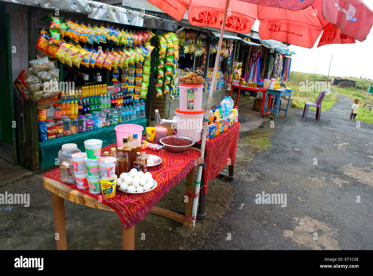 Midway snack shop at Noh Kalikai Fall ; Meghalaya ; India Stock Photo