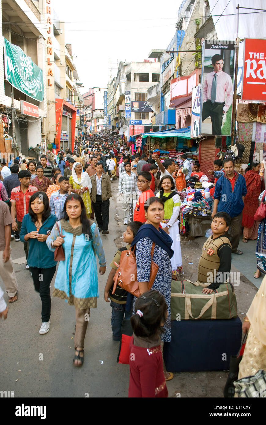 People walking on street ; Shillong ; Meghalaya  ; India Stock Photo