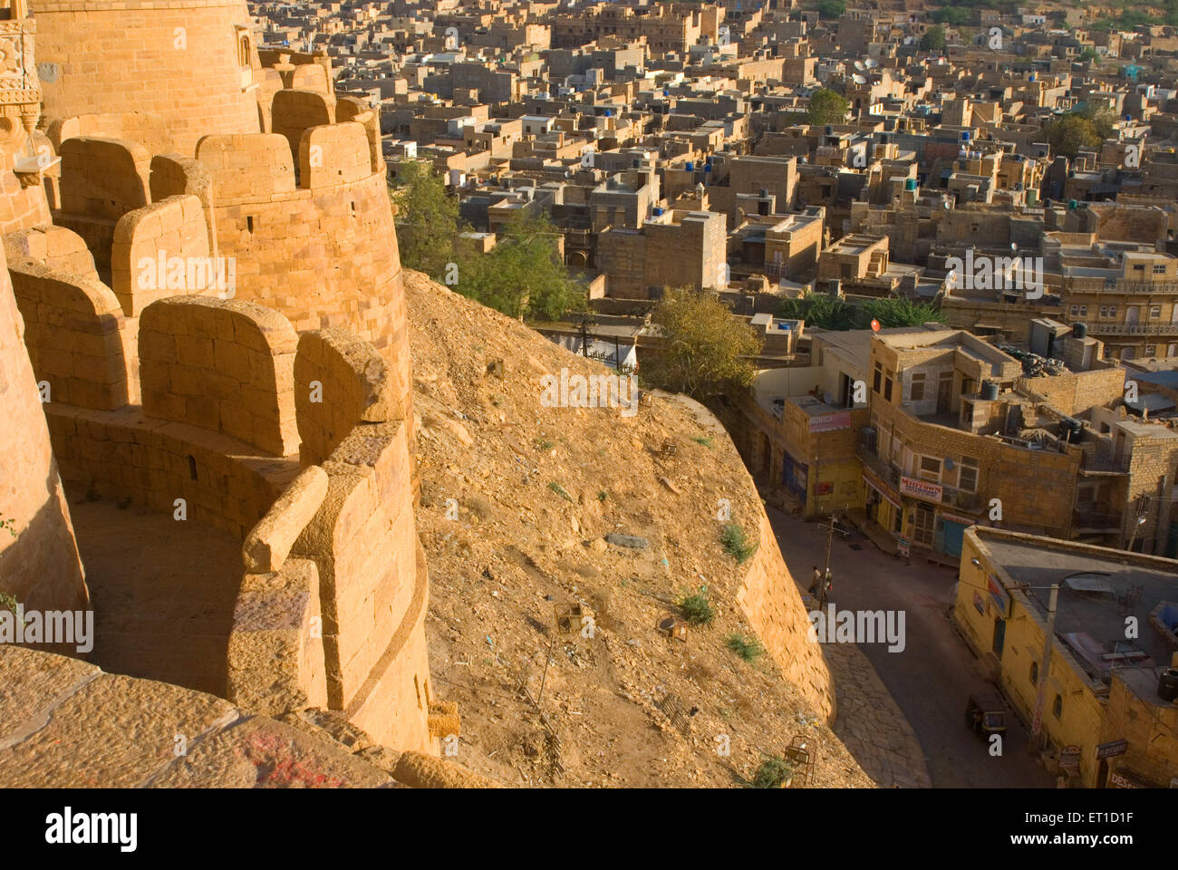View of golden city from fort ; Jaisalmer ; Rajasthan ; India Stock Photo
