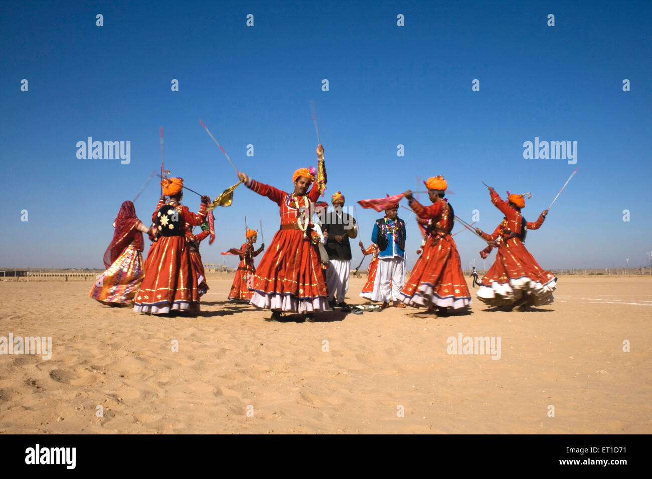 Tal thok dance in Desert festival ; Jaisalmer ; Rajasthan ; India 2009 Stock Photo