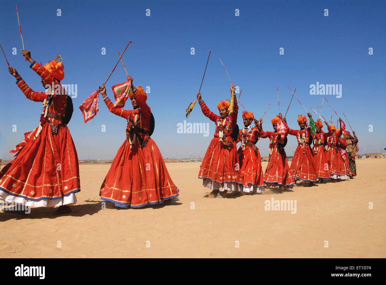 Tal thok dance in Desert festival ; Jaisalmer ; Rajasthan ; India Stock Photo