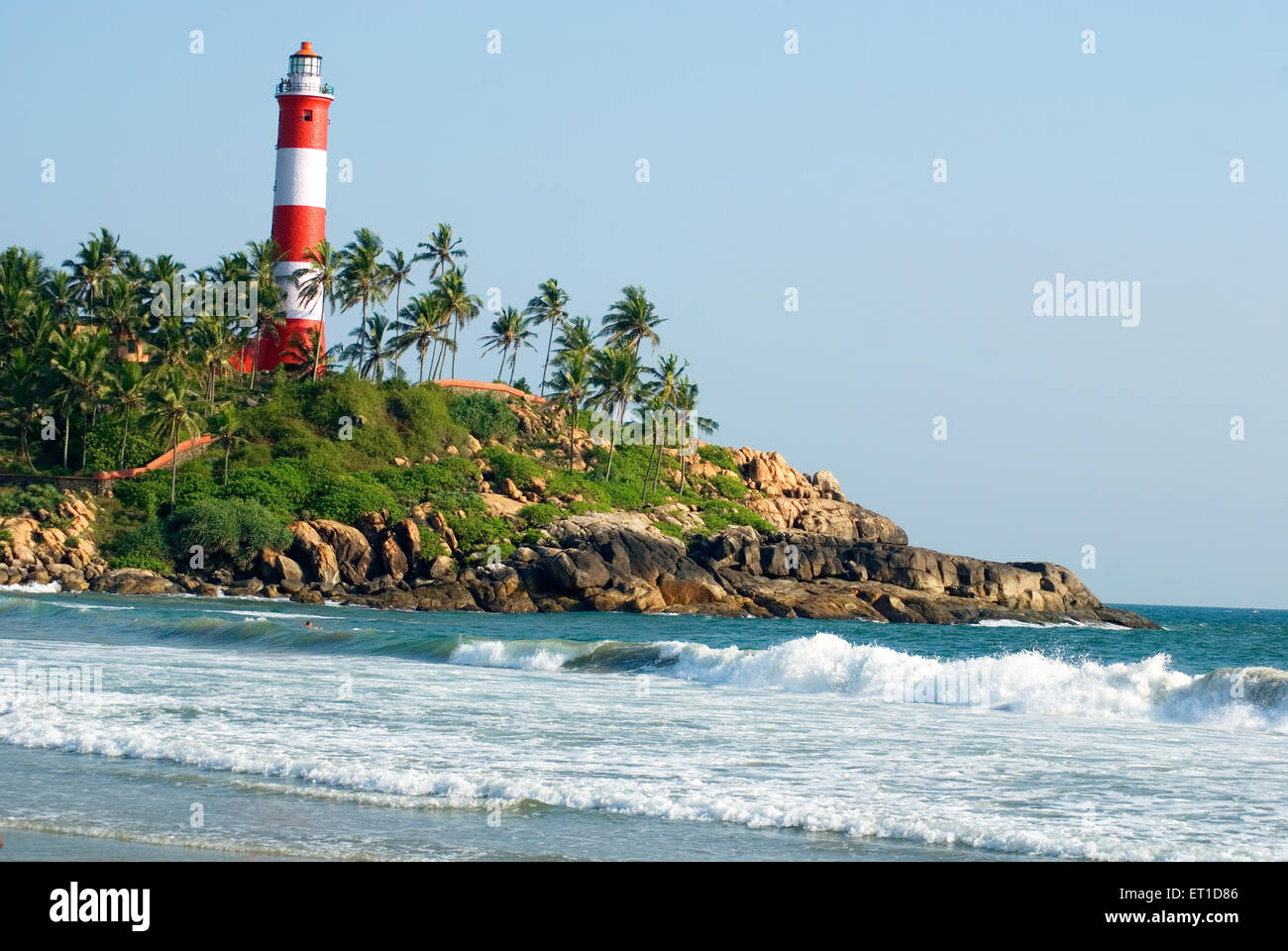 Light house at kovalam sea beach ; Trivandram ; Kerala ; India Stock Photo