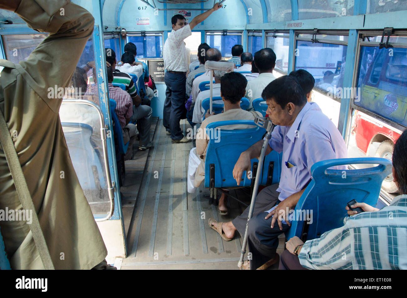 people in bus Kolkata west bengal India Asia Stock Photo