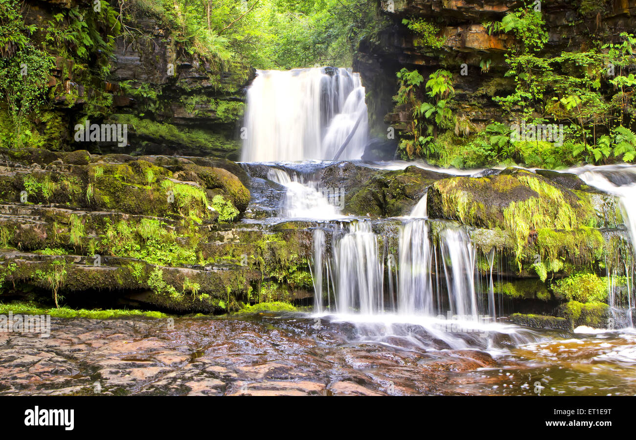 Brecon Beacons National Park waterfalls in Wales at England Stock Photo