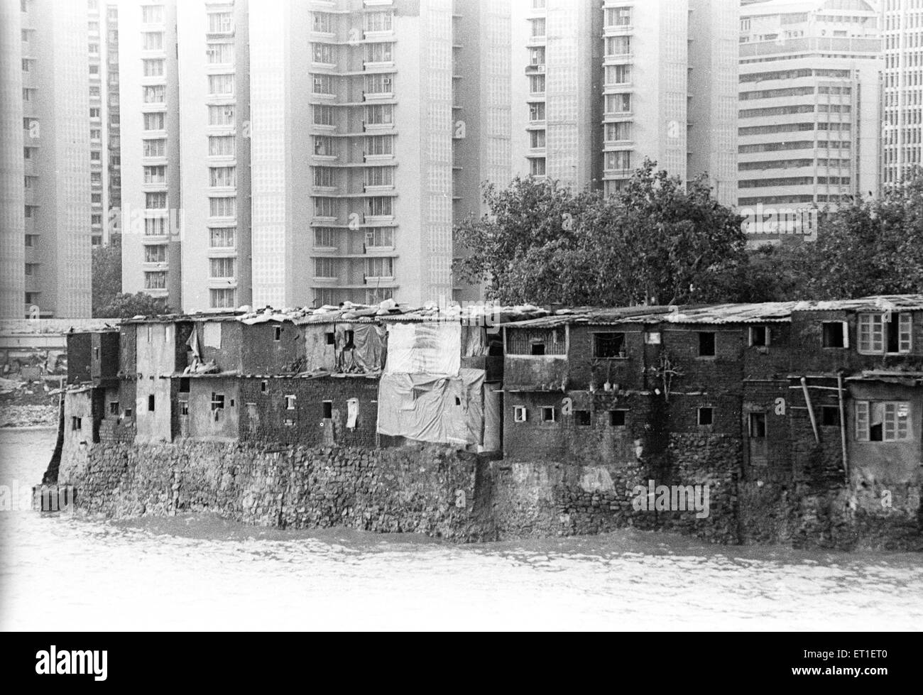 Slum at Nariman point ; Bombay Mumbai ; Maharashtra ; India Stock Photo