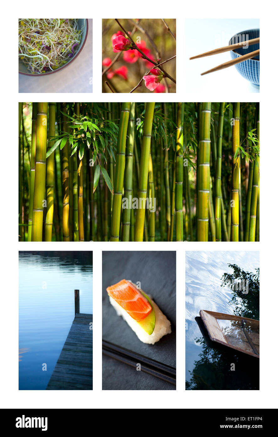 Collage of various images of Asian and Japanese lifestyle Stock Photo