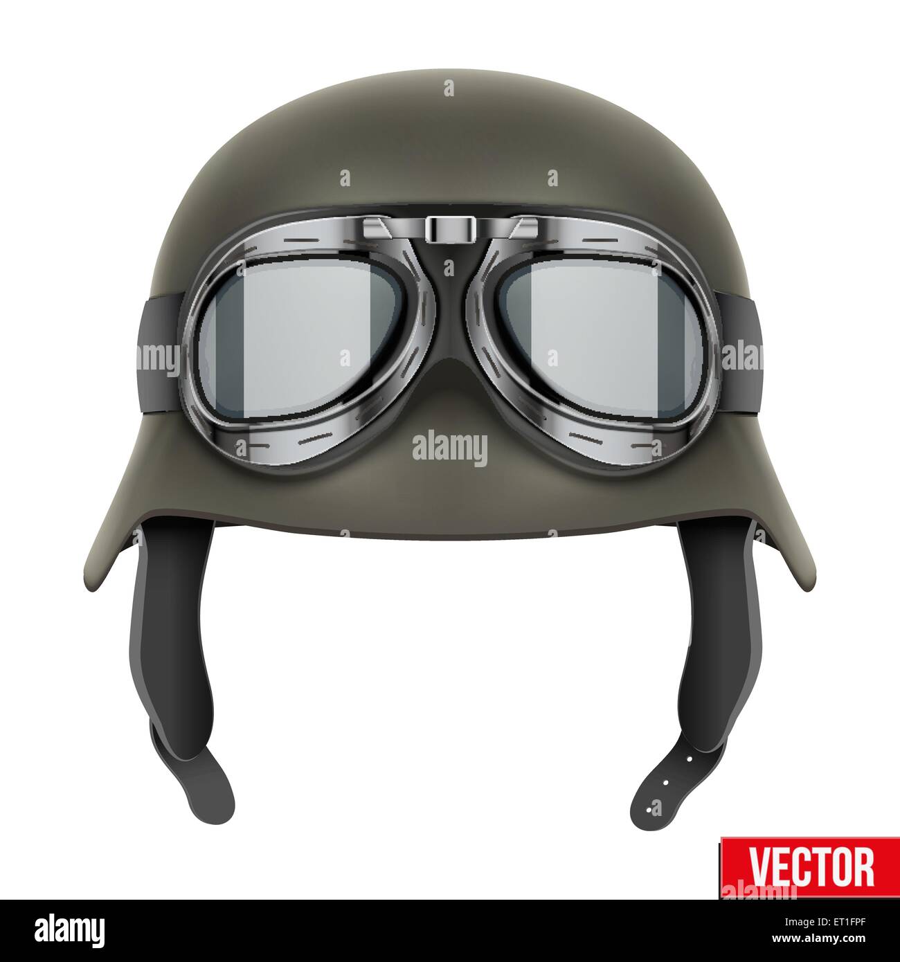 German Army helmet with protective goggles. Stock Vector