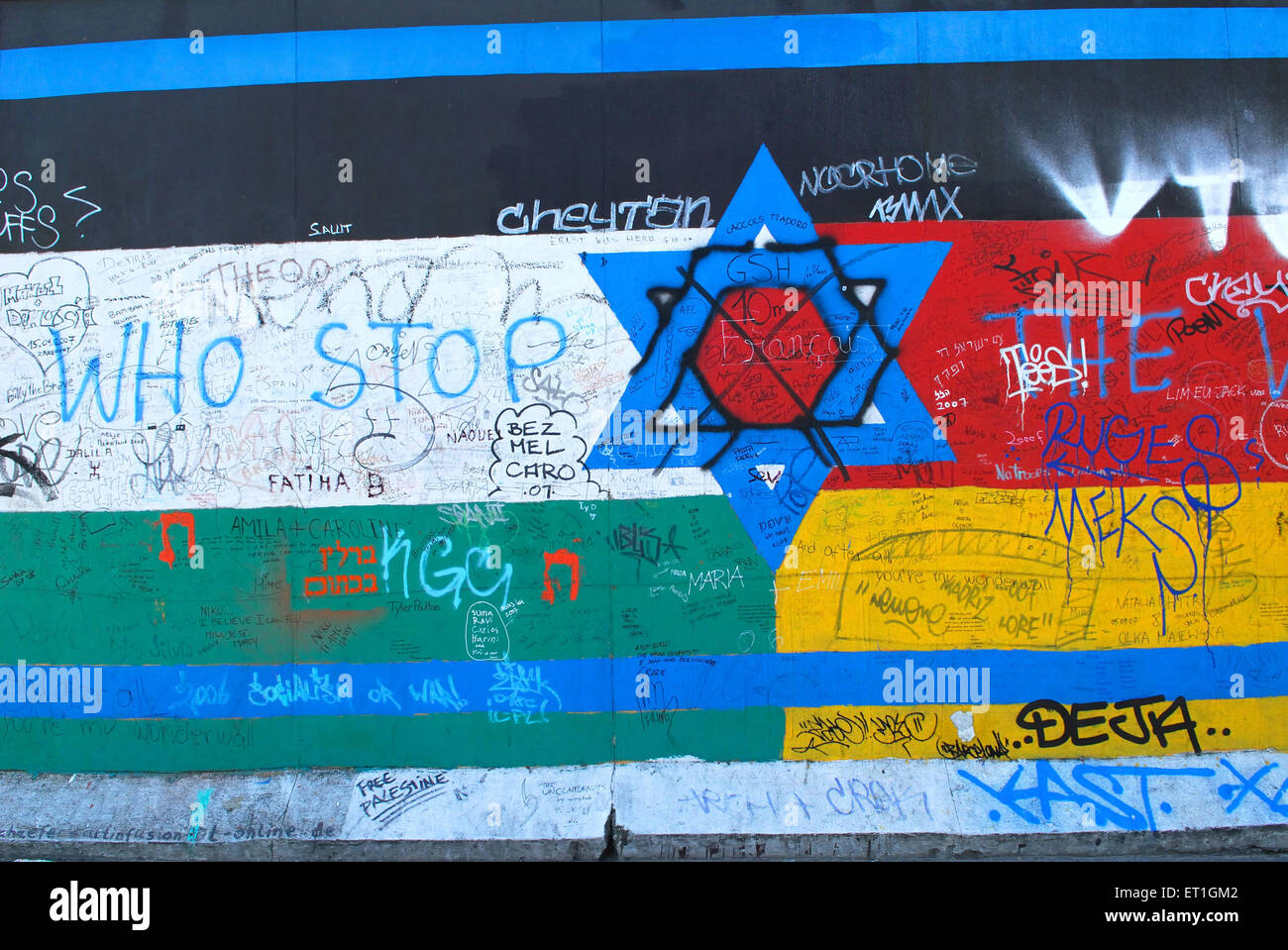Wall graffiti star who stop, Berlin, Germany, German, Europe, European Stock Photo