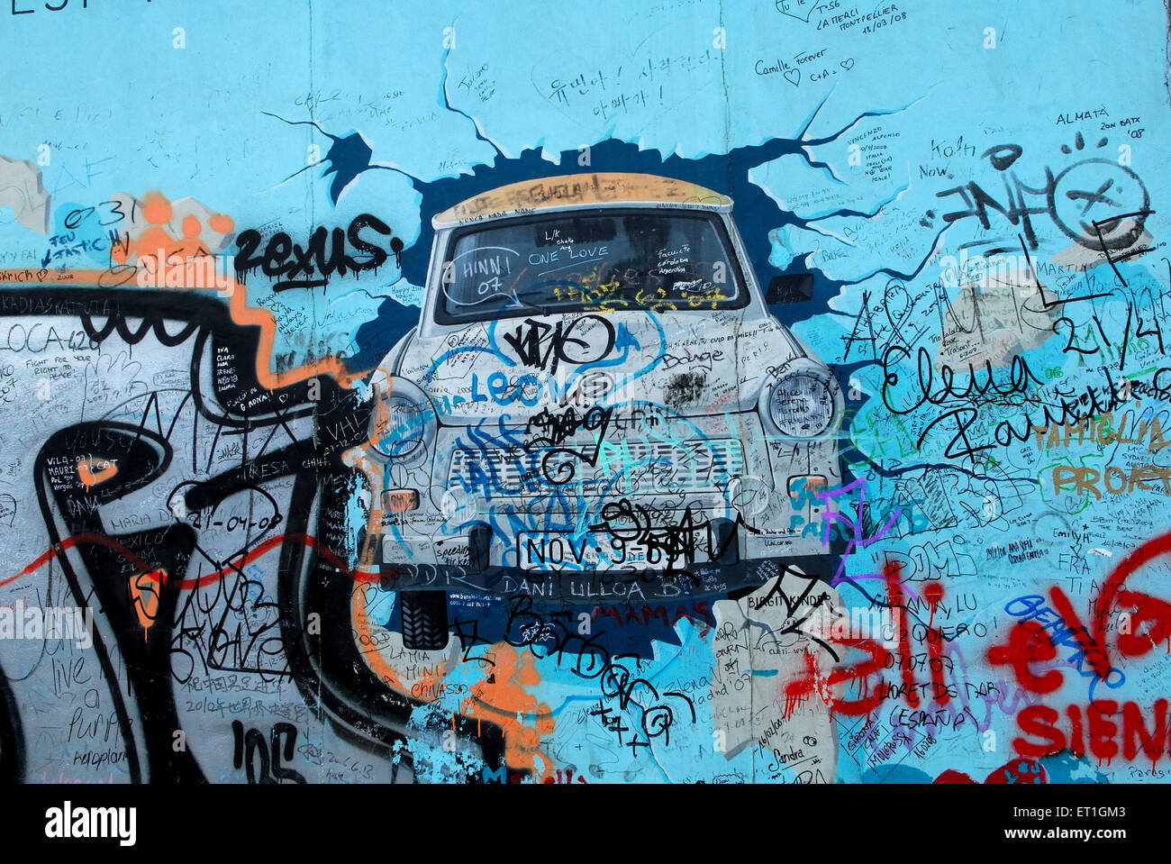 Wall graffiti car zexus elena, Berlin, Germany, German, Europe, European Stock Photo