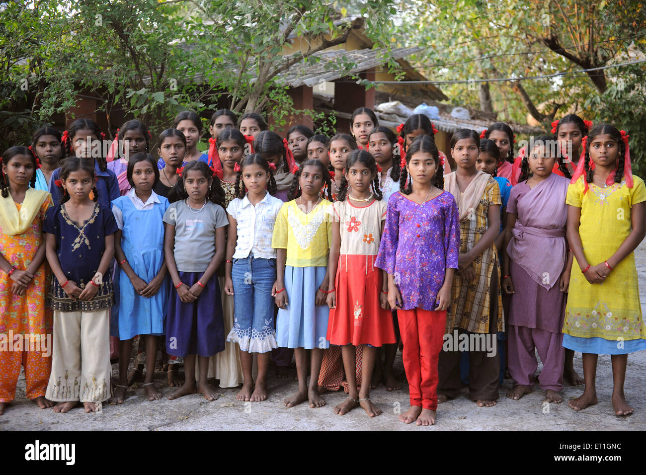 Warli tribal girls ; Maharashtra ; India Stock Photo