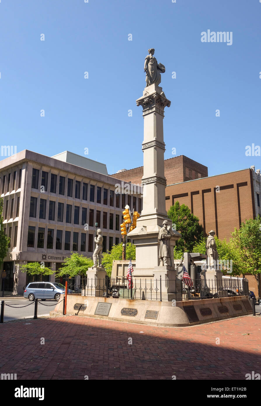 Soldiers and Sailors Monument at Penn Square, Lancaster, Pennsylvania. USA. Stock Photo