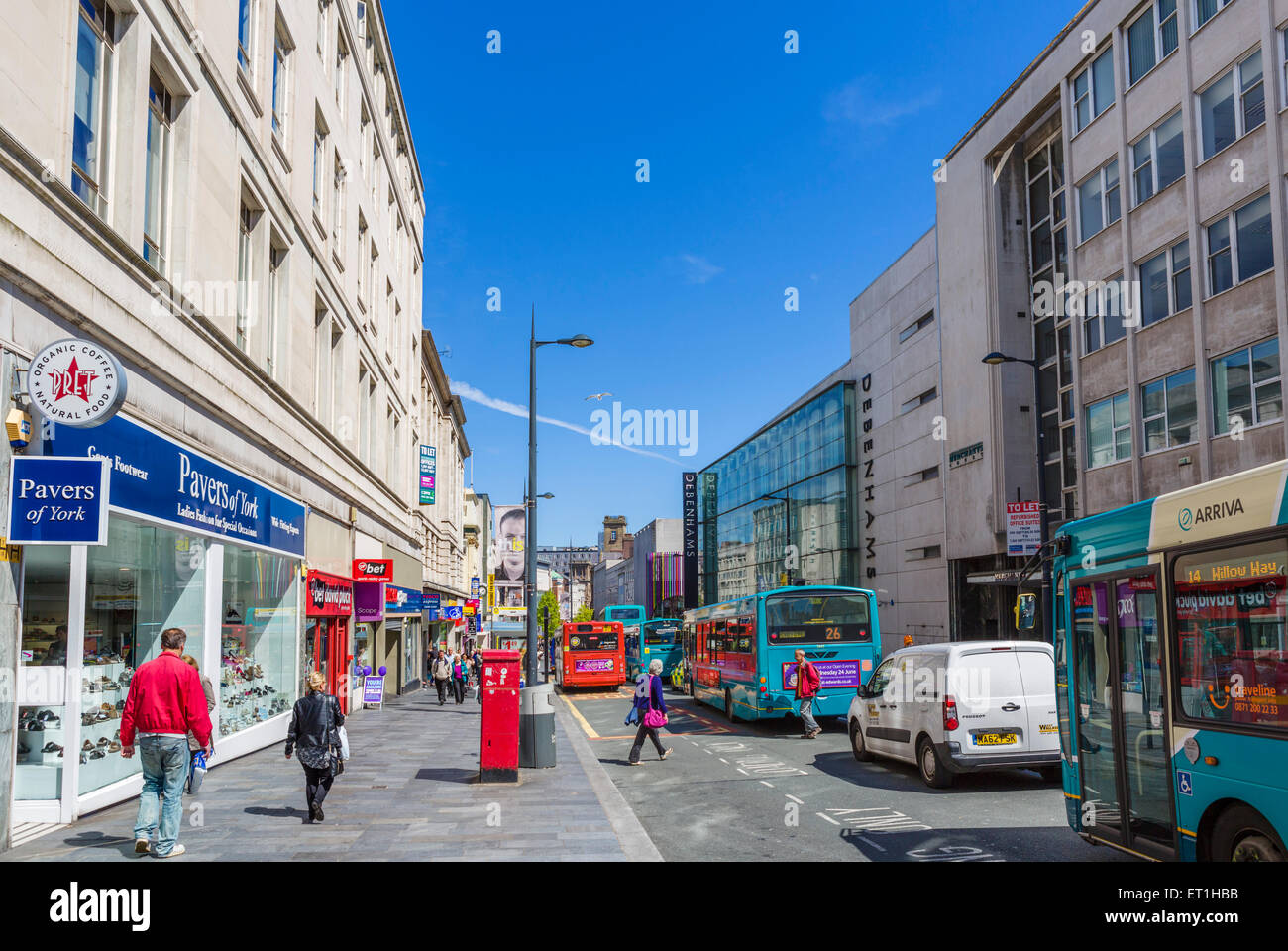 Shops on Lord Street in the city centre, Liverpool, Merseyside, England