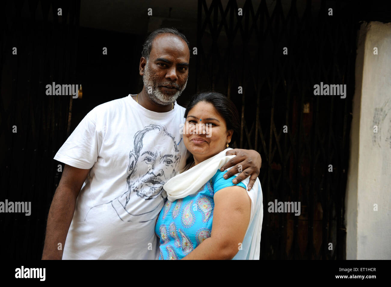 Sudharak Olwe photographer with wife Anita, India, MR#400 Stock Photo