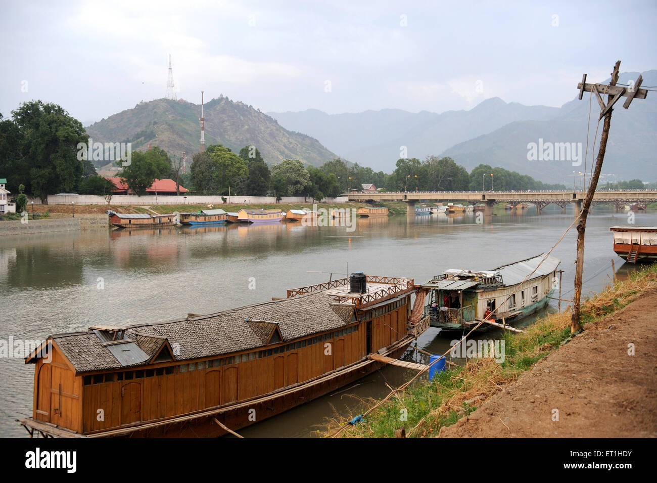 Houseboats in Dal Lake, Srinagar, Kashmir, Jammu and Kashmir, Union Territory, UT, India, Asia, Asian, Indian Stock Photo