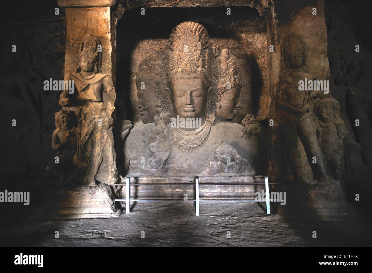 Statue of shiva in elephanta cave Bombay Mumbai Maharashtra India - soa 169243 Stock Photo