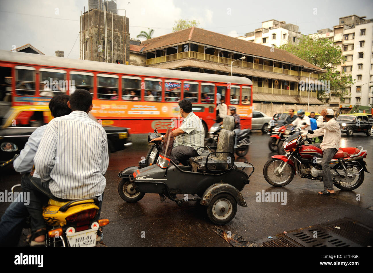 Traffic on road ; Bombay Mumbai ; Maharashtra ; India Stock Photo