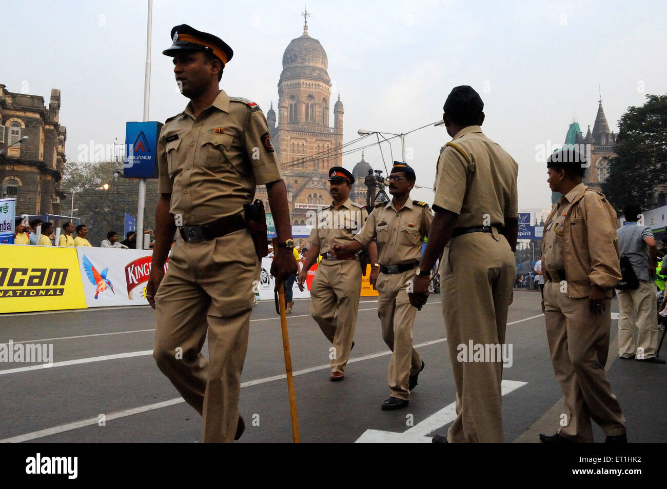 Police patrolling on street ; Bombay Mumbai ; Maharashtra ; India 2009 NO MR Stock Photo