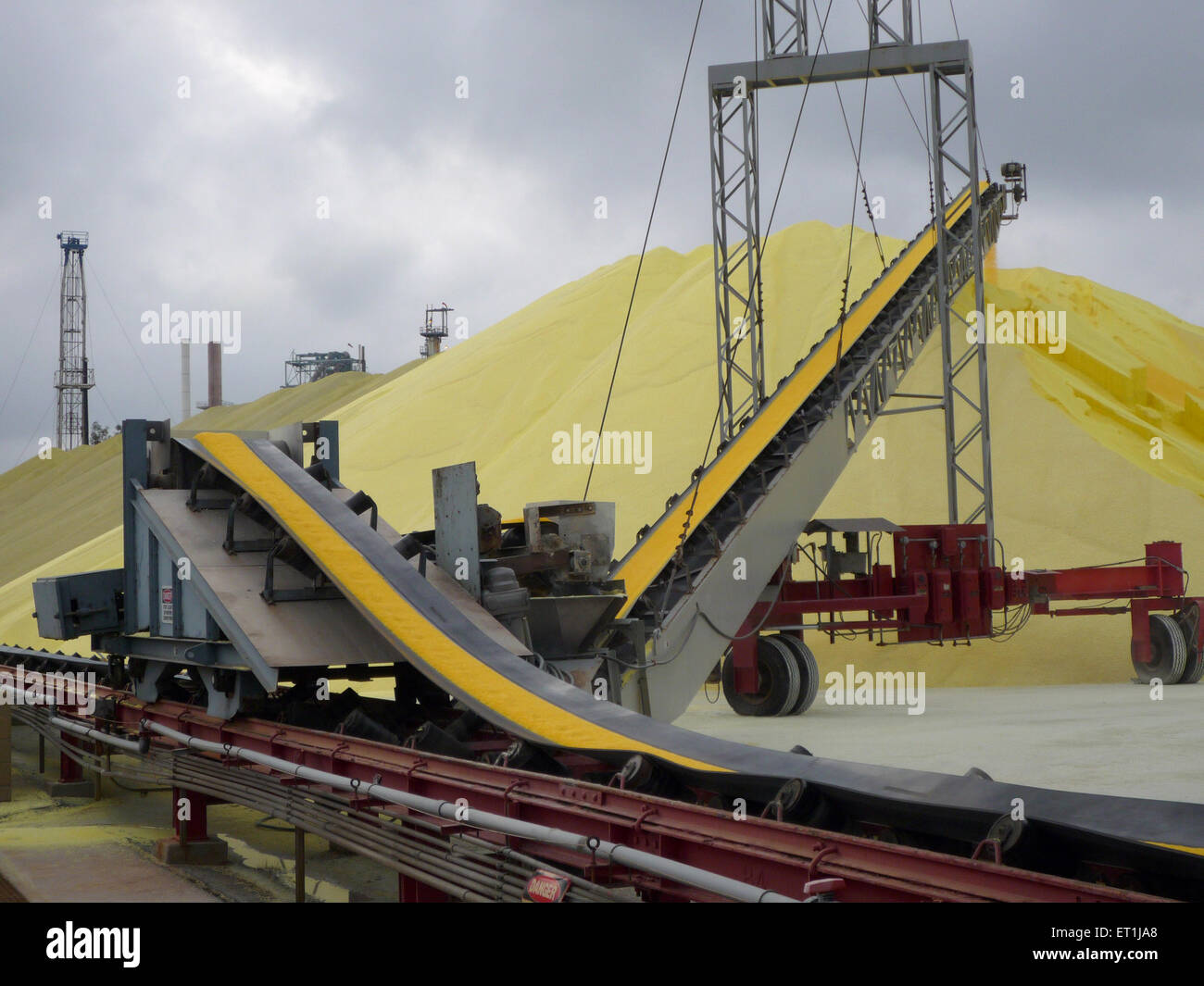 Sulfur conveyor Stock Photo