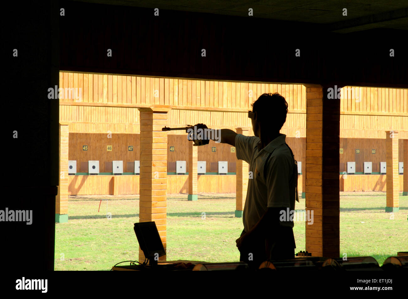 Shooter Ankush Bhardwaj, pistol shooting, 3rd Commonwealth Youth Games 2008, Pune, India, 13 October 2008 Stock Photo