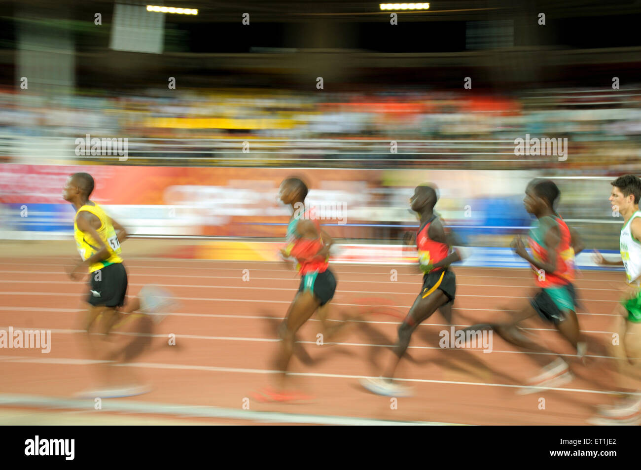 Athletes running, sportsmen running, track and field, sports competition, Pune, Maharashtra, India, Asia, Asian, Indian Stock Photo