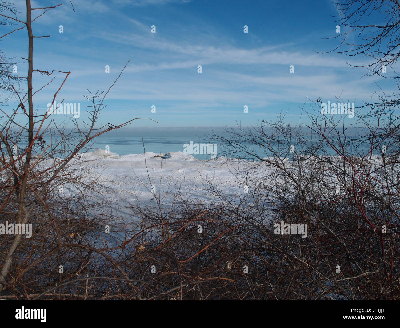 Wintery lakescape. Stock Photo