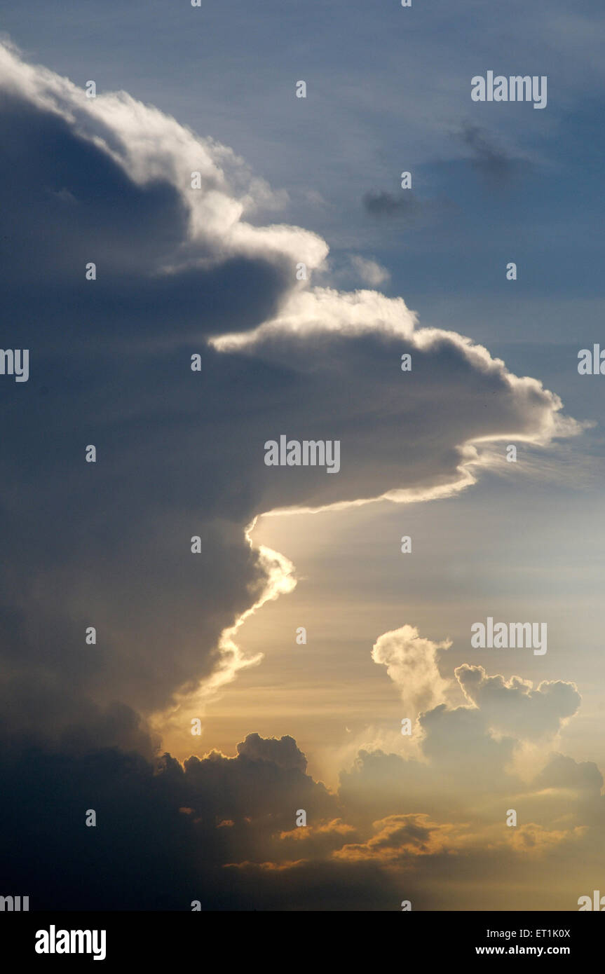 blue sky with white cloud clouds silver lining Stock Photo