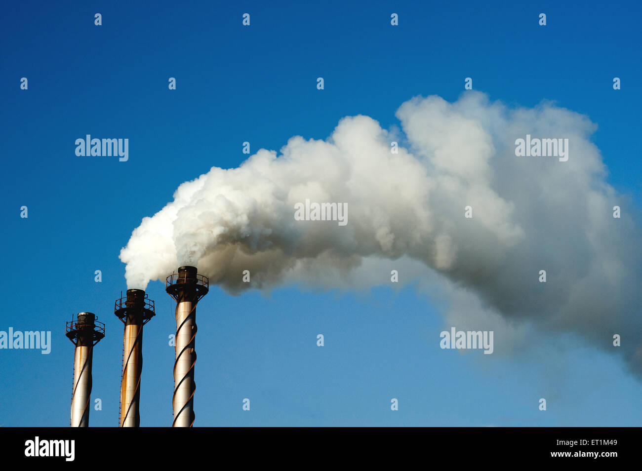 Industrial chimney smoke pollution Stock Photo