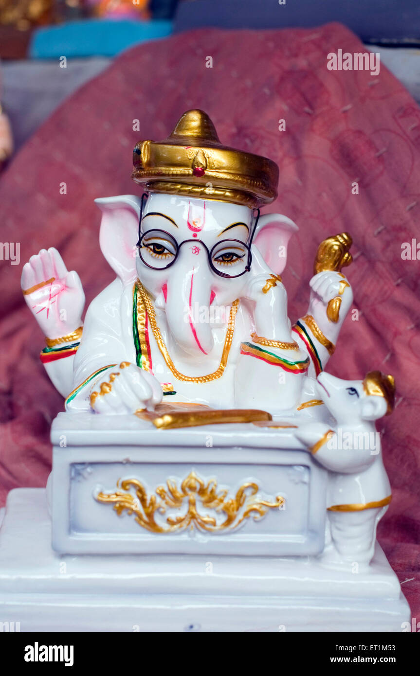 A white glossy idol of Ganesh Pune Maharashtra India Asia Stock Photo