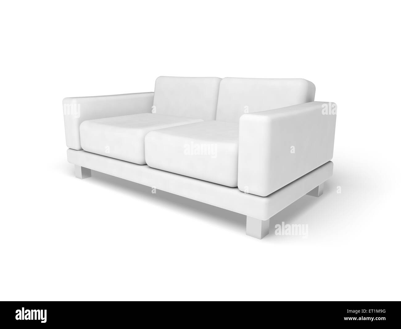 Sofa isolated on white empty floor background, 3d illustration, perspective view Stock Photo