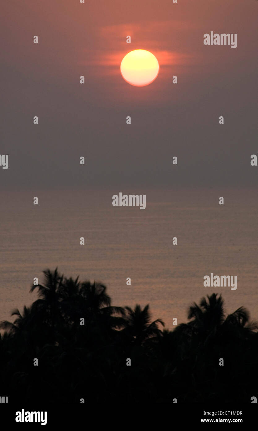 Sunset Anjarle Arabian sea Dapoli Ratnagiri Maharashtra India Asia Stock Photo