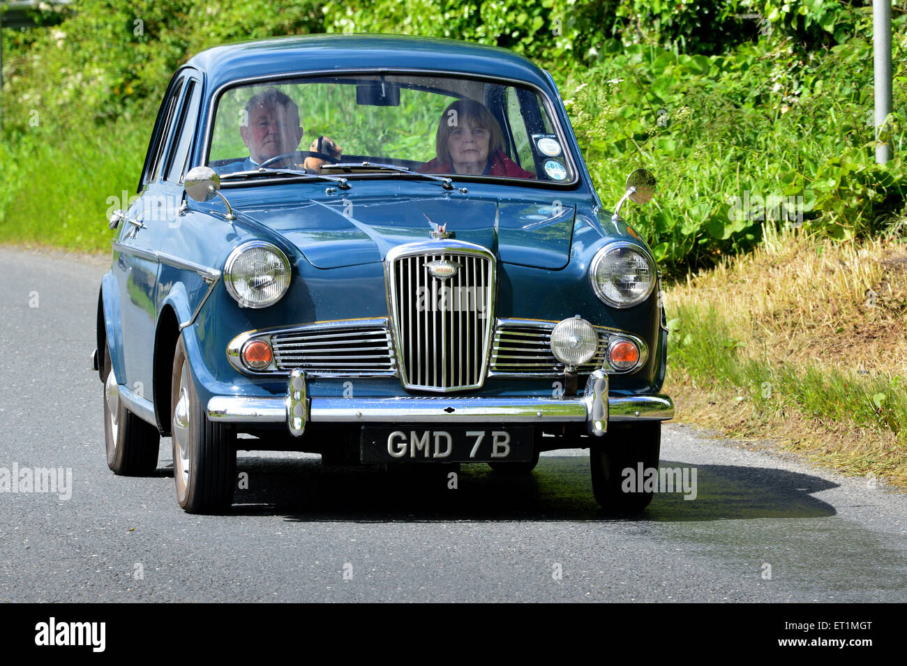 Wolseley 1500 Mk 1 1957 saloon on country road, Burnfoot, County Donegal, Ireland Stock Photo