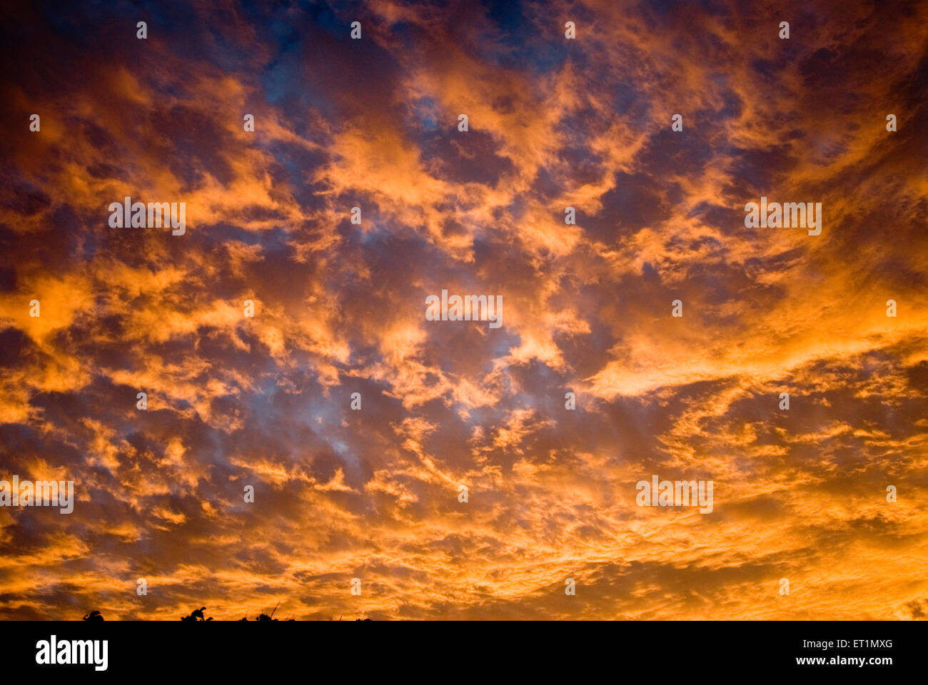 orange sky yellow clouds sunrise dawn morning Stock Photo