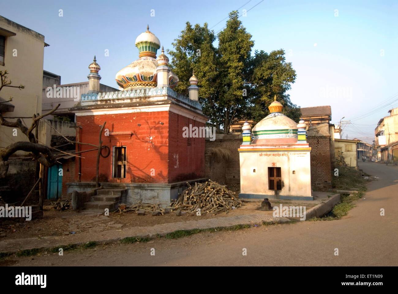 Old Hindu roadside temple at Junnar village ; district Pune ; Maharashtra ; India Stock Photo