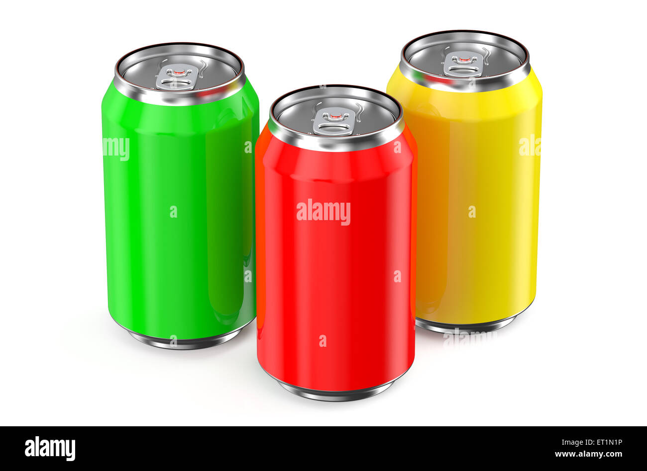 set of drink metallic cans isolated on white background Stock Photo