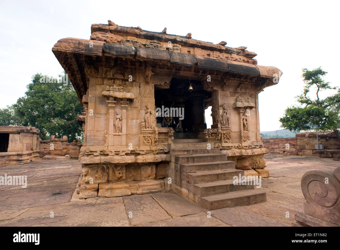 Nandi shrine at virupaksha temple ; Patadkal ; Bagalkot ; Karnataka ; India Stock Photo