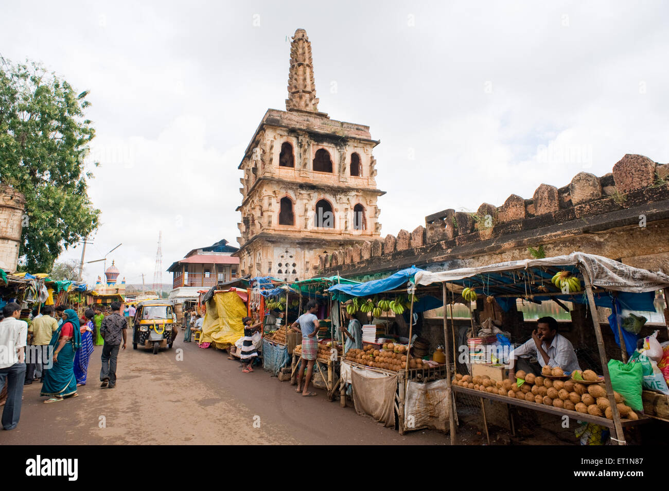 Banashankari tower and stall at Banashankari ; Bagalkot ; Karnataka ; India Stock Photo