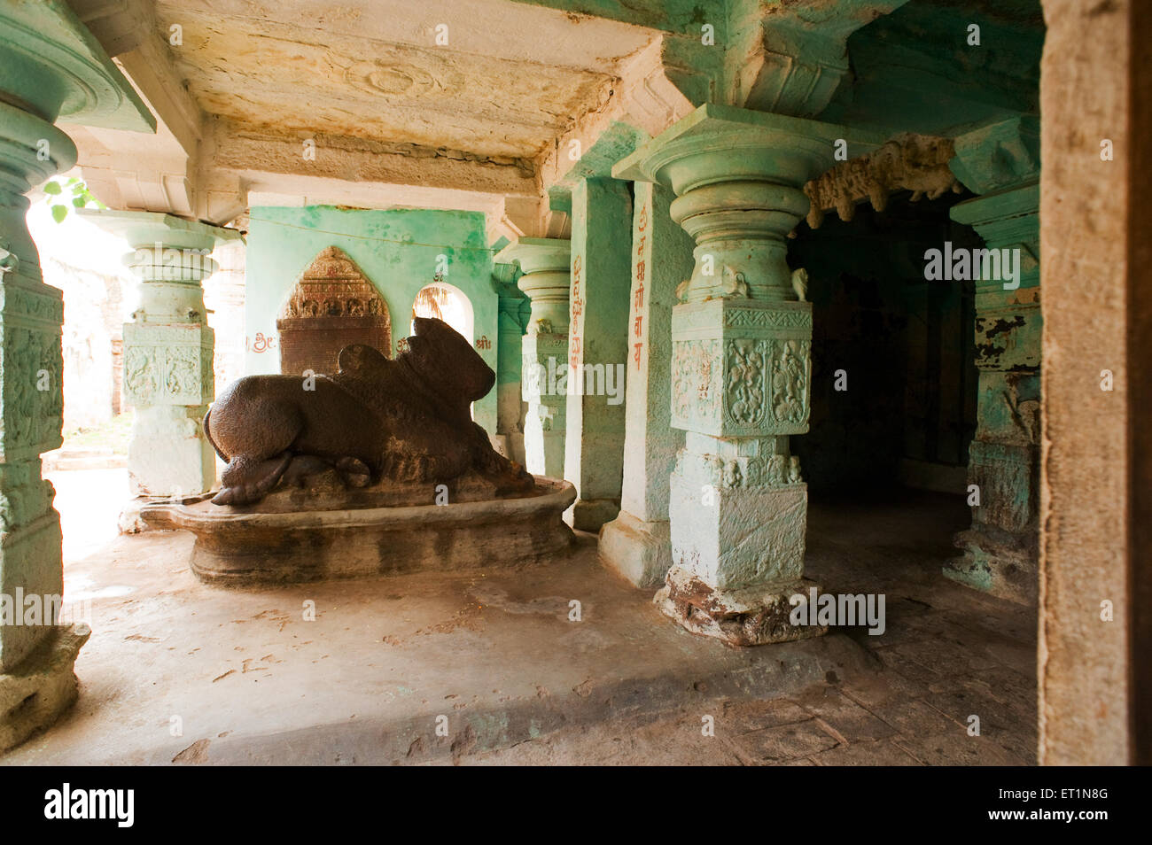 Inside naulingeshvar temple ; Kuknur ; Koppal ; Karnataka ; India Stock Photo