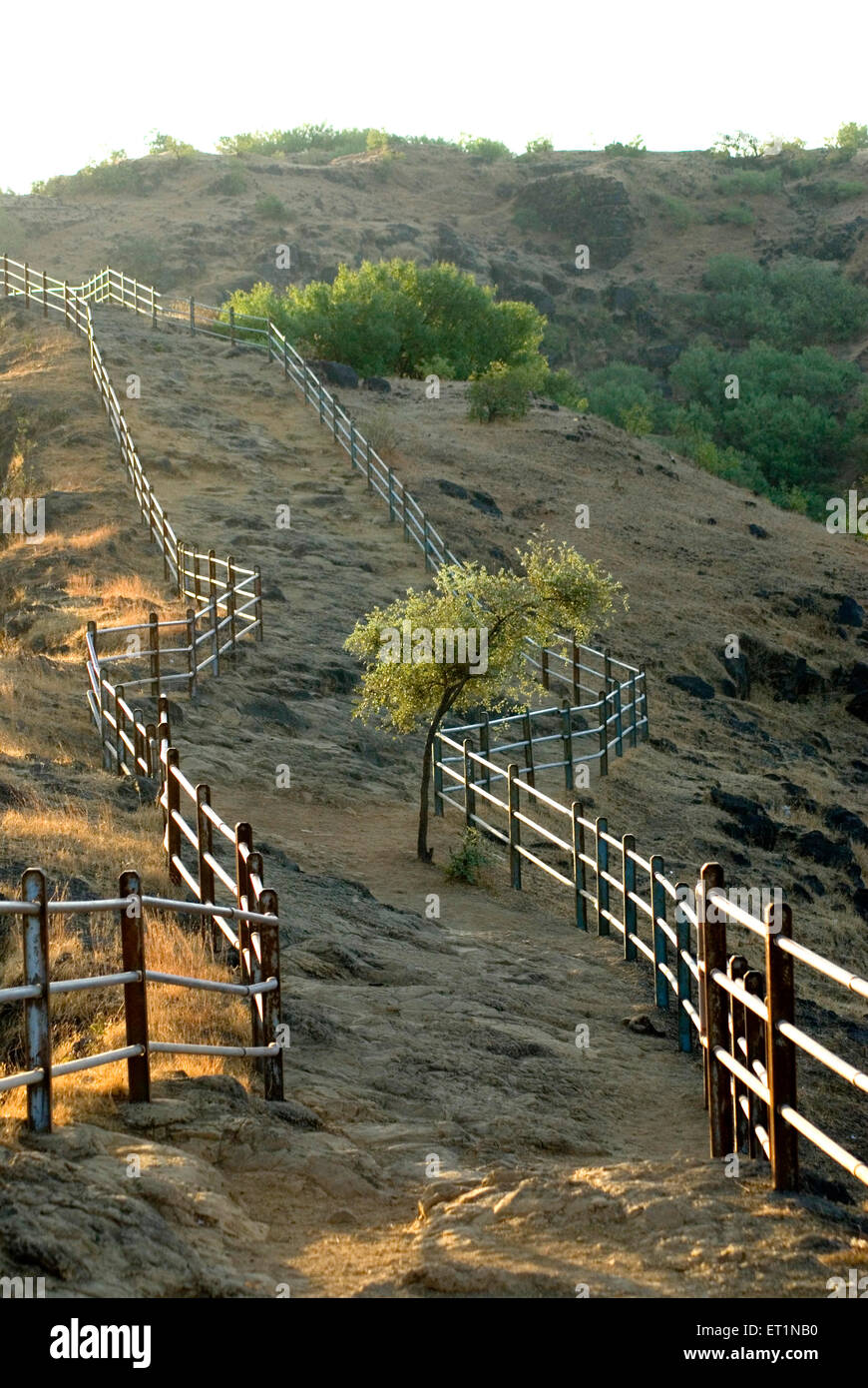 Railings at takmak tok on fort Raigad ; Maharashtra ; India Stock Photo