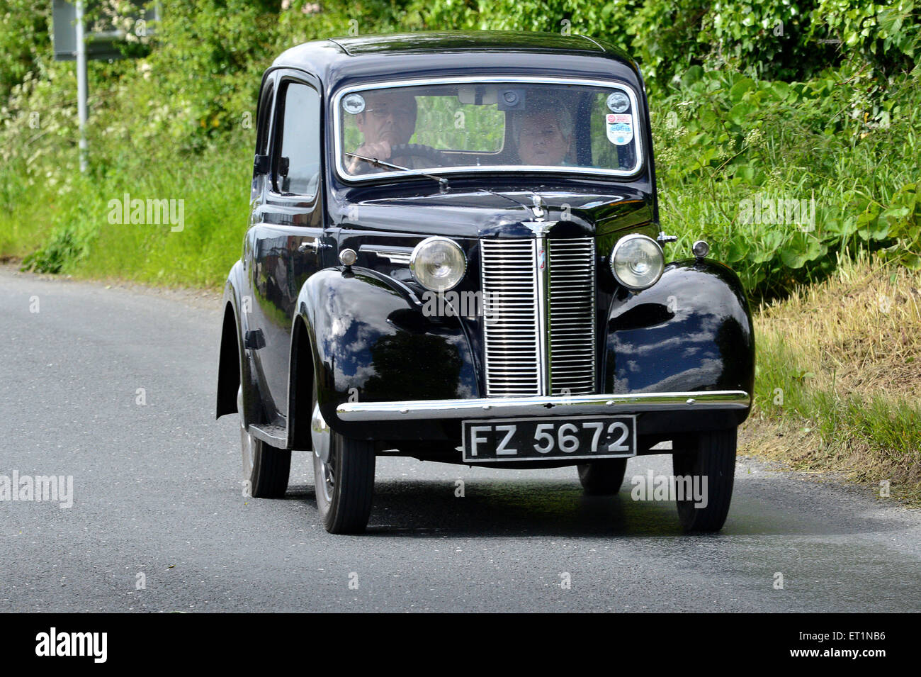 Austin Eight Four light Saloon 1939 on country road, Burnfoot, County Donegal, Ireland Stock Photo