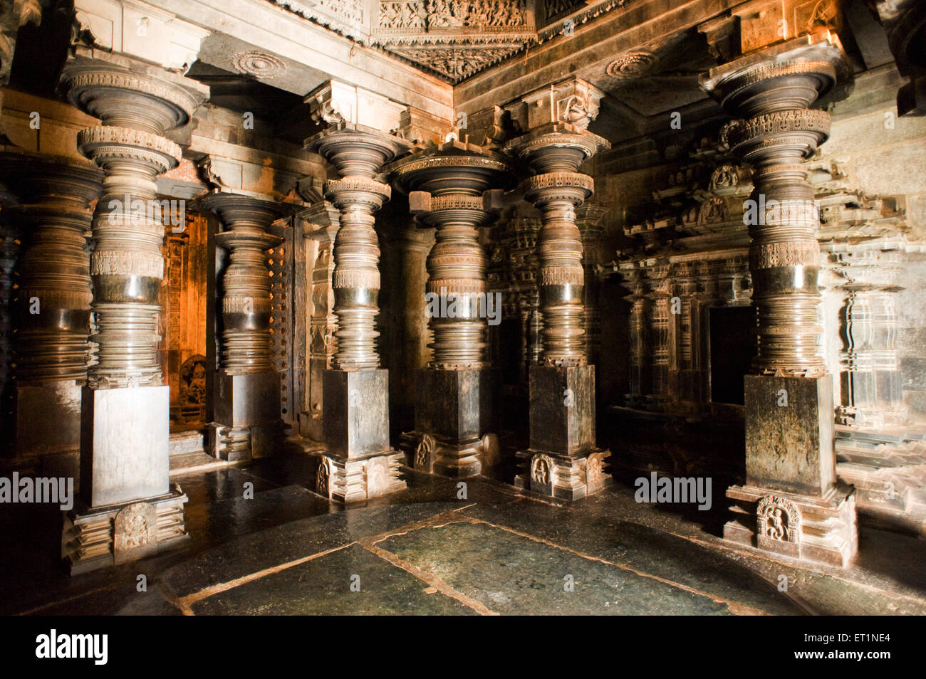 Garbhgruha jain bastis ; Halebid Halebidu ; Hassan ; Karnataka ; India Stock Photo