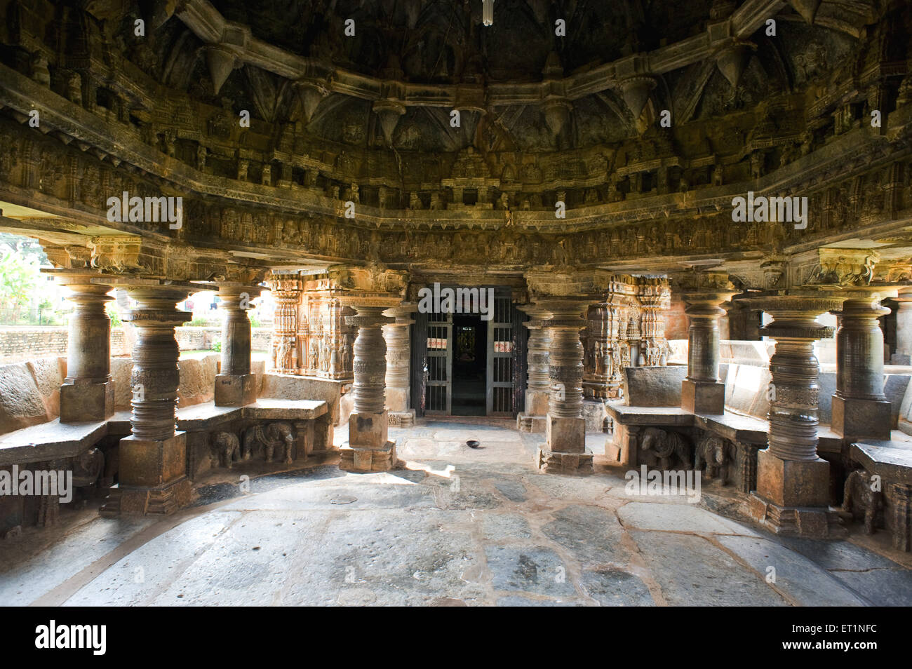 Shivalaya temple and mandapa pillar ; Arsikere ; Hassan ; Karnataka ; India Stock Photo