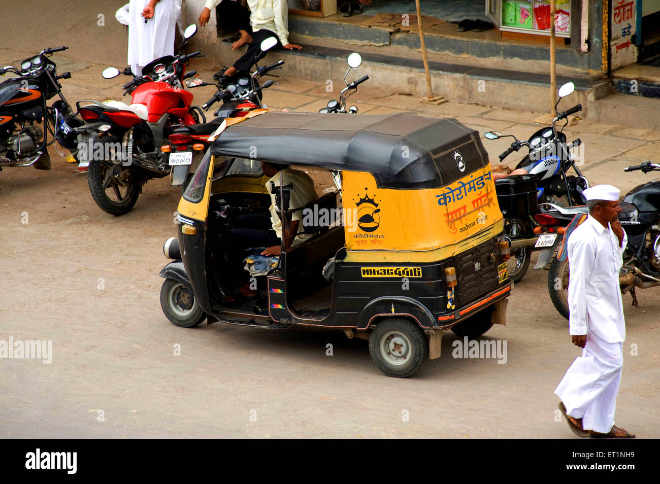 Auto rickshaw at ; Pandharpur district Solapur ; Maharashtra ; India Stock Photo