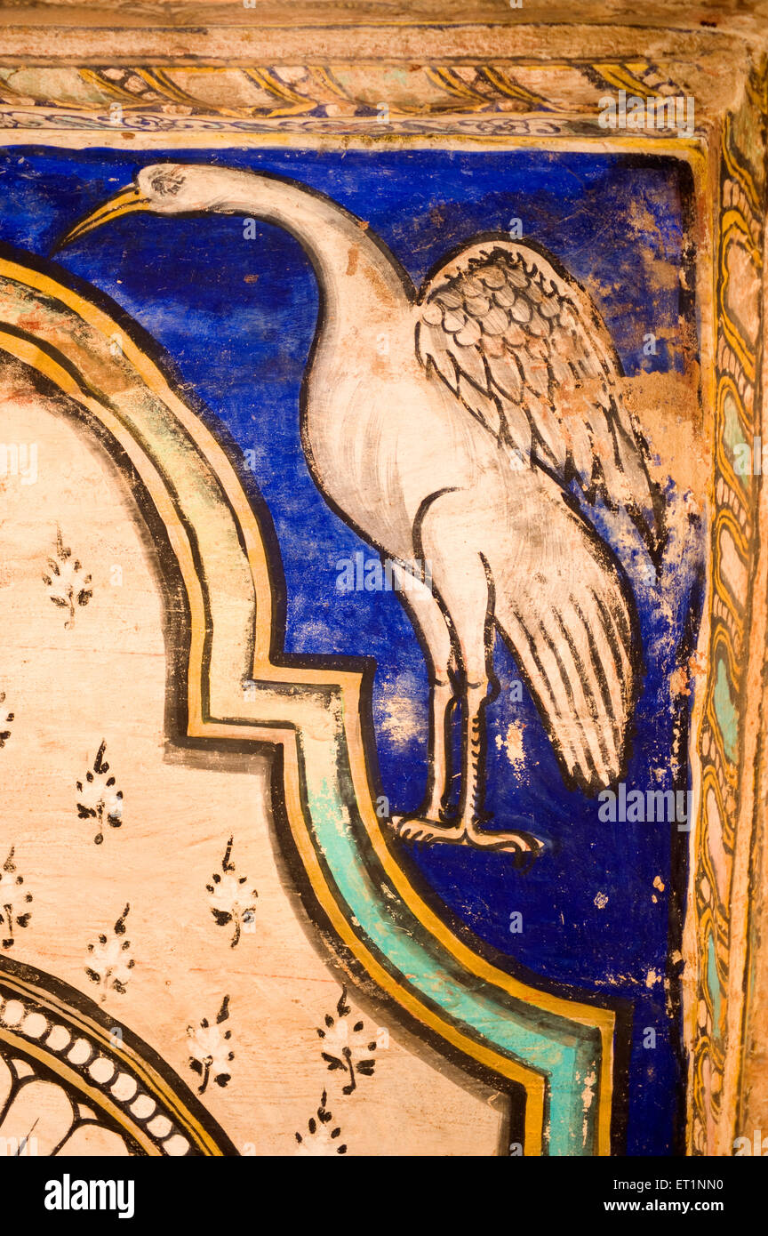 Bird painting on ceiling of wall at brihadeshwara temple ; Thanjavur ; Tamil Nadu ; India Stock Photo