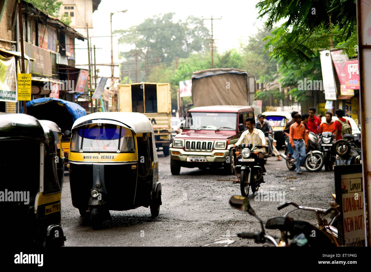 Road in monsoon at Lonavala ; Maharashtra ; India Stock Photo